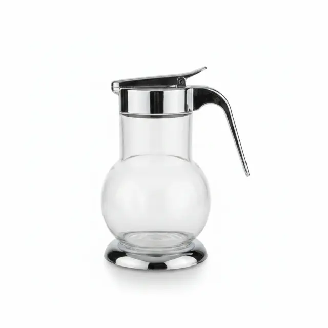 Clear Glass Sugar Pot with Silver Plastic Handle and Lid - 15 cm