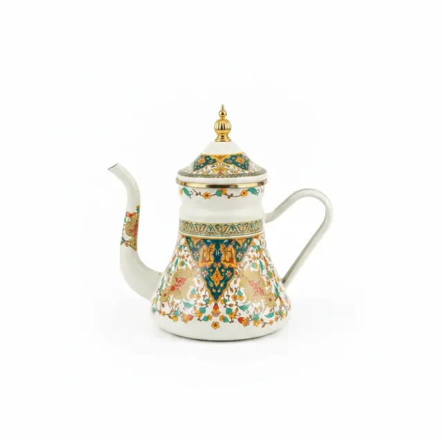 غلاية مينا كريمية بنقشة زهور مزخرفة – 1.2 Ltr