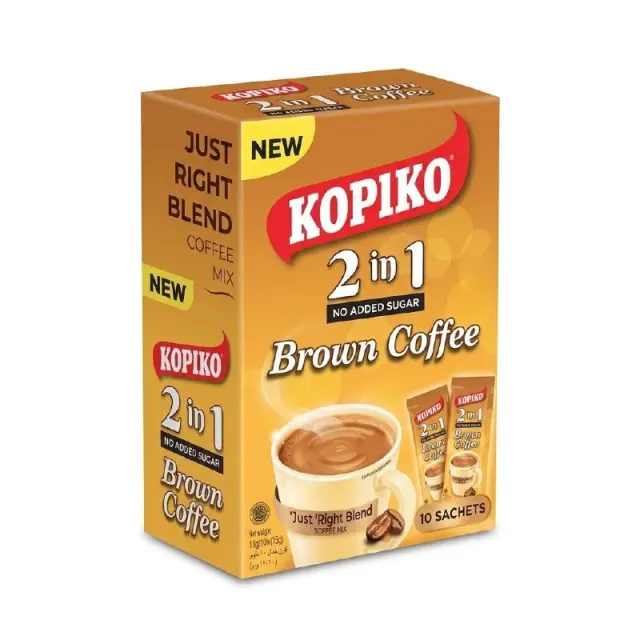 Kopiko 2 in 1 Brown Coffee No Added Sugar 10 Sachets