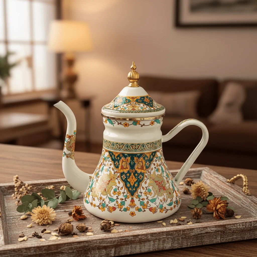 Cream Enamel Kettle with Ornate Floral Design – 1.2 Ltr — image 3