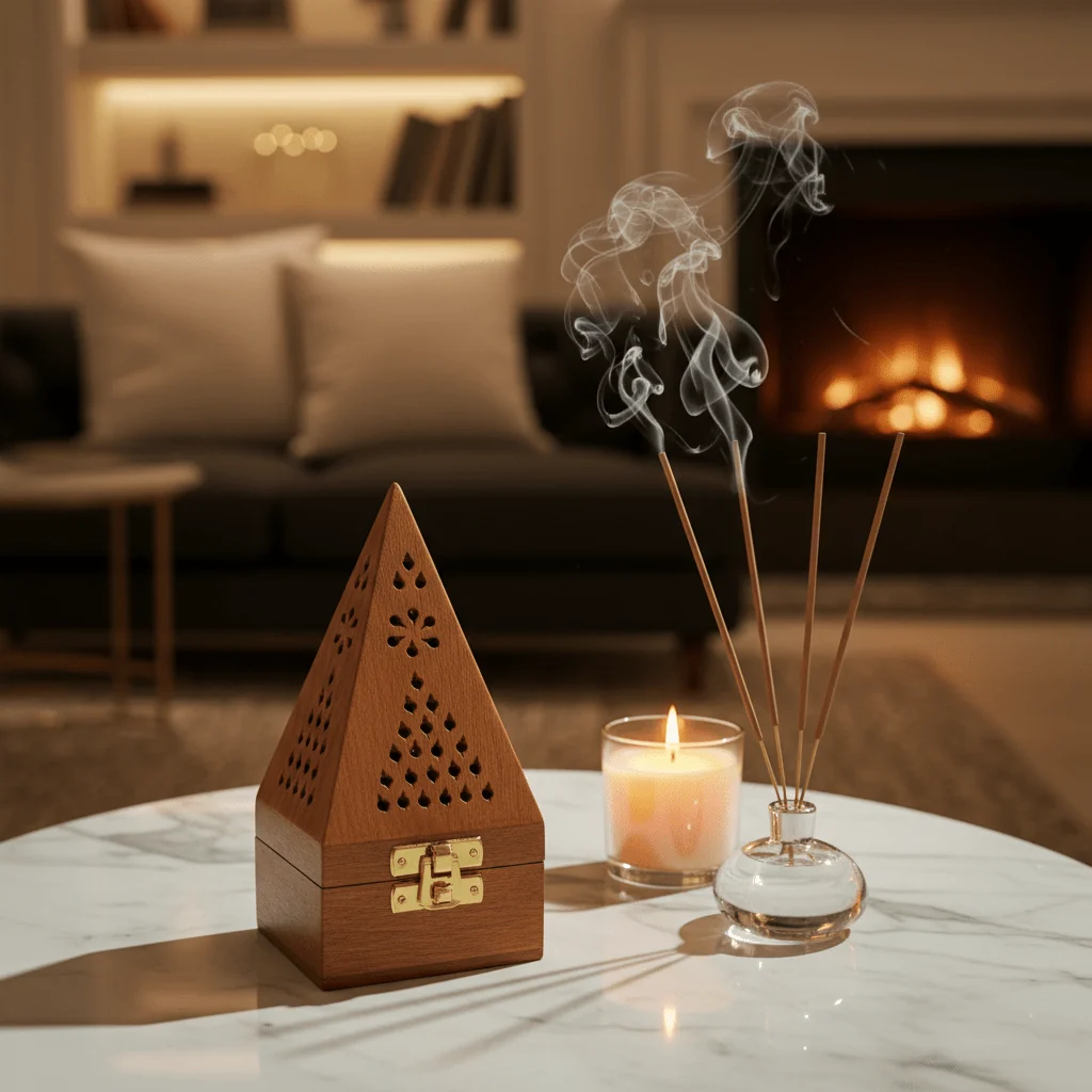 Wooden Pyramid Incense Burner Box  - 18×8 cm — image 3