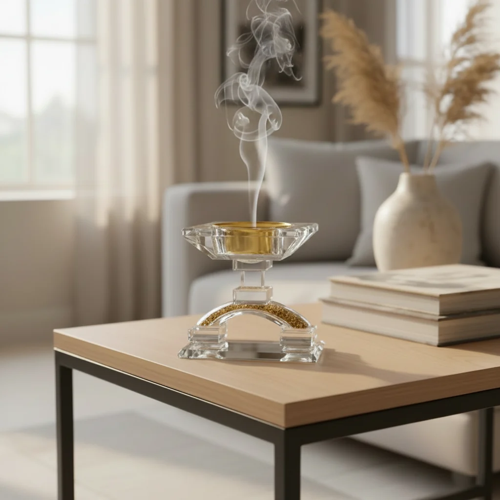Clear Glass Incense Burner with Gold Detail - 13×13cm — image 3