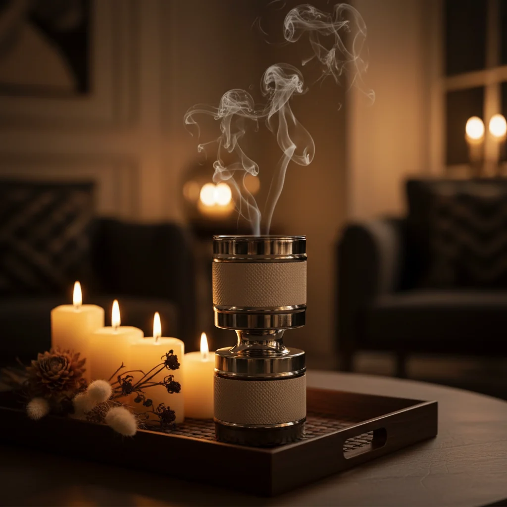 Silver & Cream Steel Incense Burner — 15cm — image 3