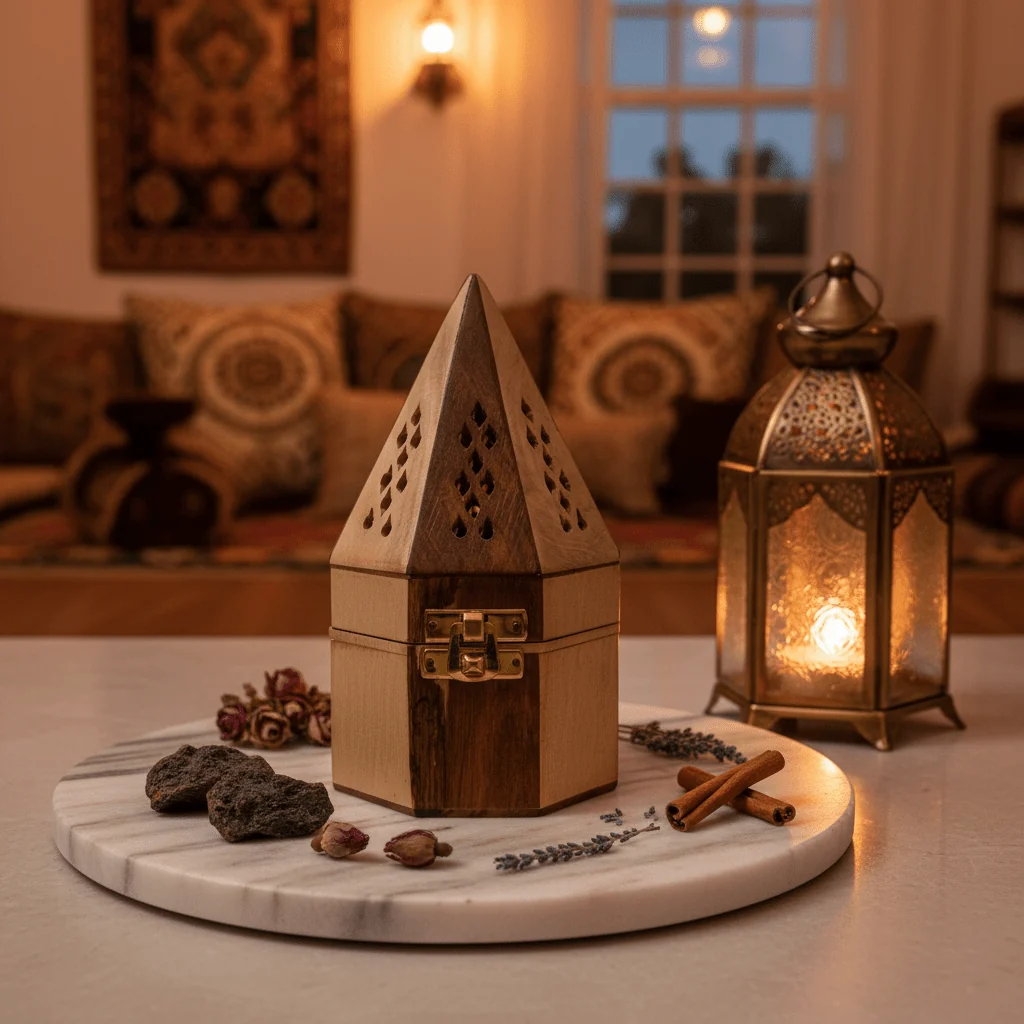 Wooden Pyramid Incense Burner Box - 18×10 cm — image 2