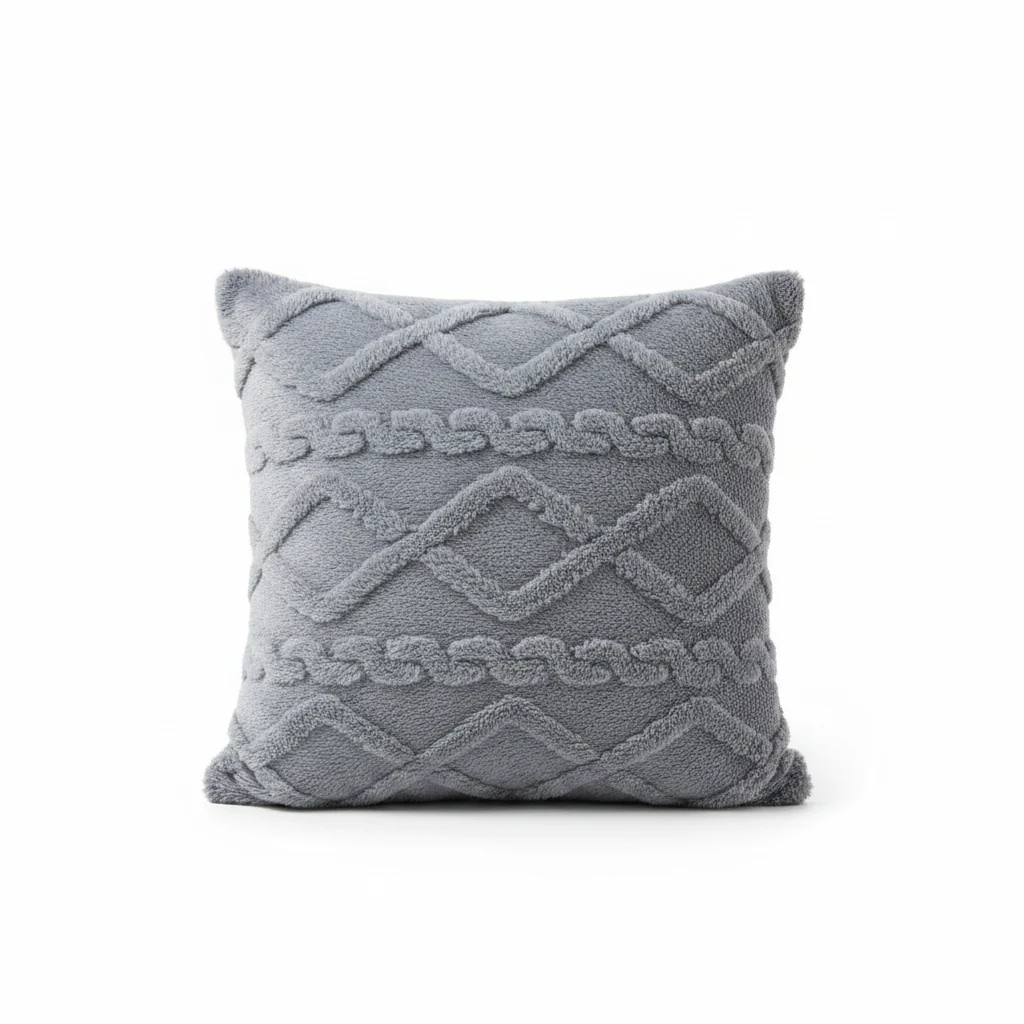Evlen Soft Plush Cushion - 40×40cm - Beige / Teal Blue / Grey — image 6