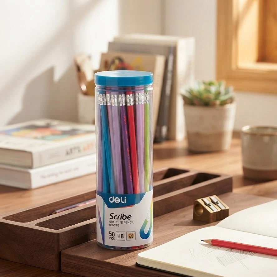 Deli Scribe HB Graphite Pencils – 50-Piece Jar (Multicolor Barrel) — image 3