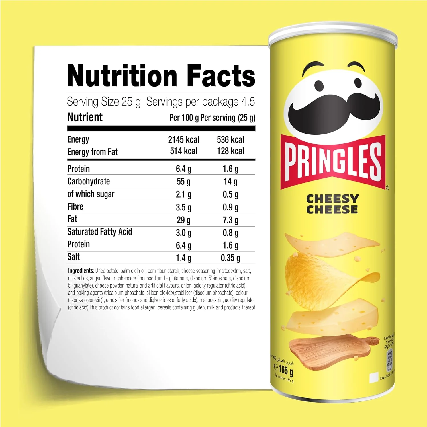 Pringles Cheesy Cheese Flavour - Potato Chips - 165gm — image 2