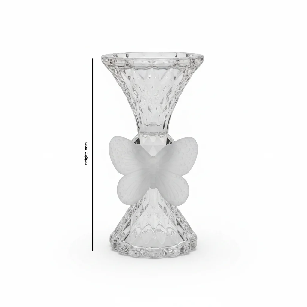 Clear Glass Incense Burner with White Butterfly Accent - 18 cm — image 5