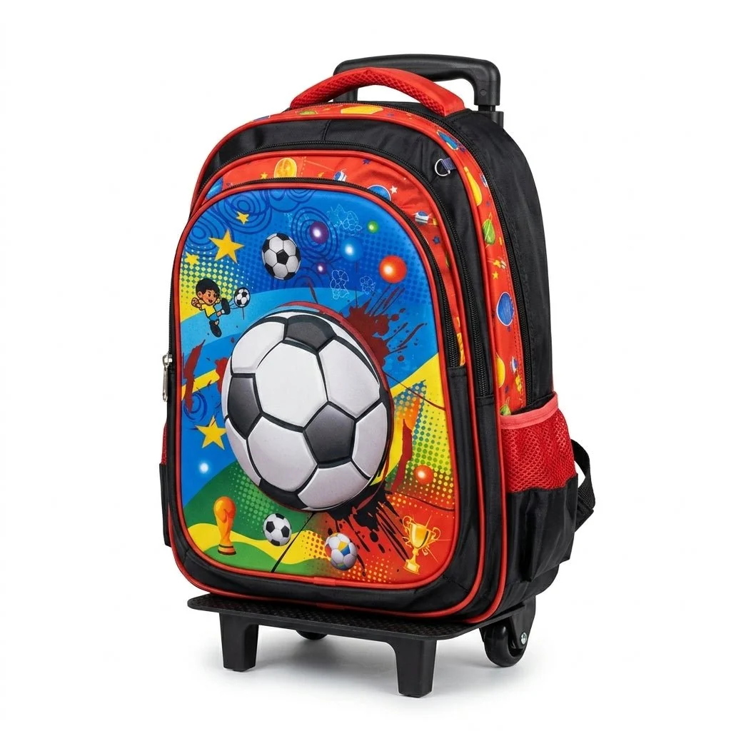 Kanari 3-Piece Football Trolley School Bag Set – 16 Inch – Trolley Bag + Lunch Bag + Pencil Pouch — image 5