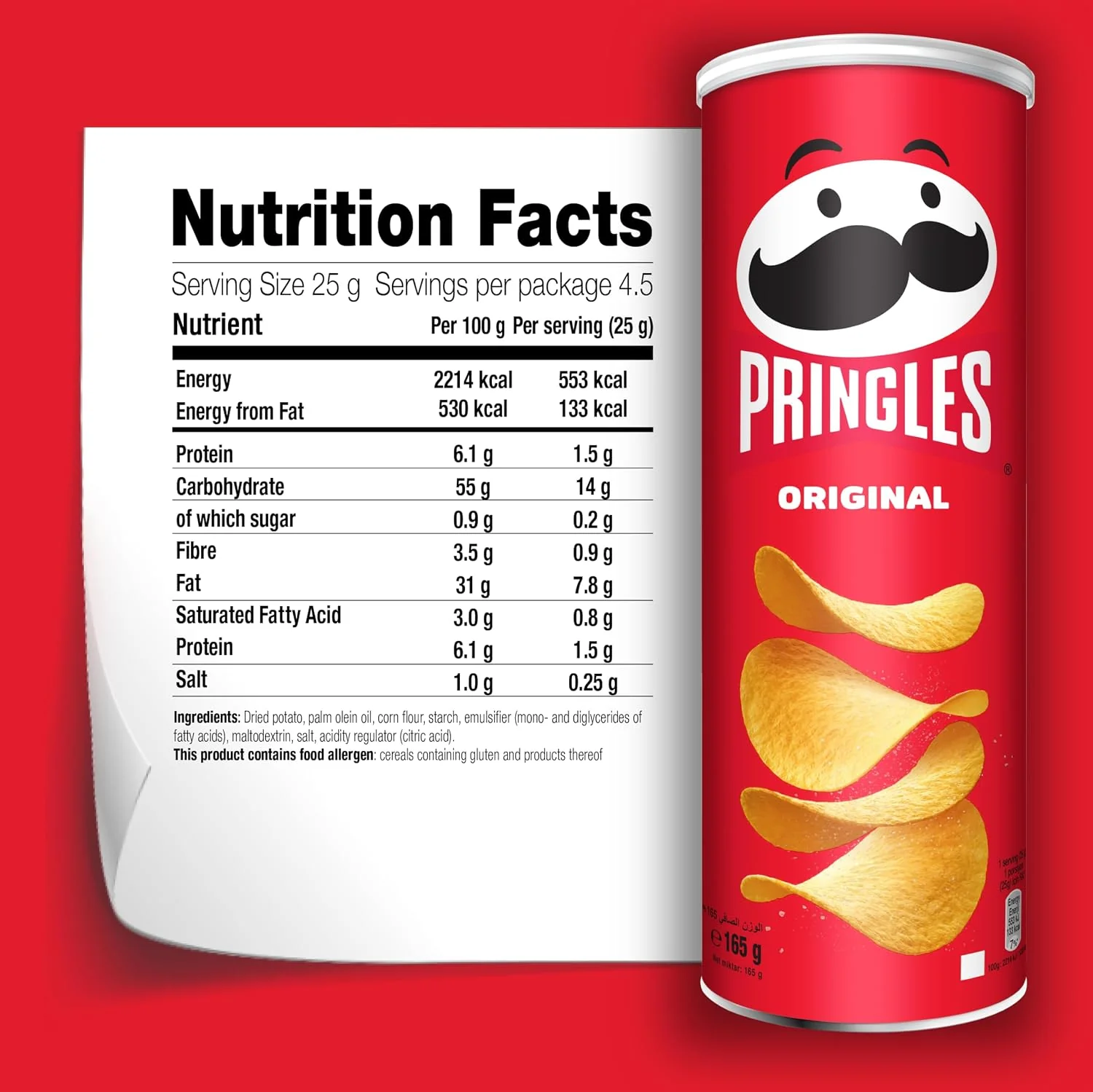 Pringles نكهة الأصلية - رقائق بطاطس - 165gm — image 2