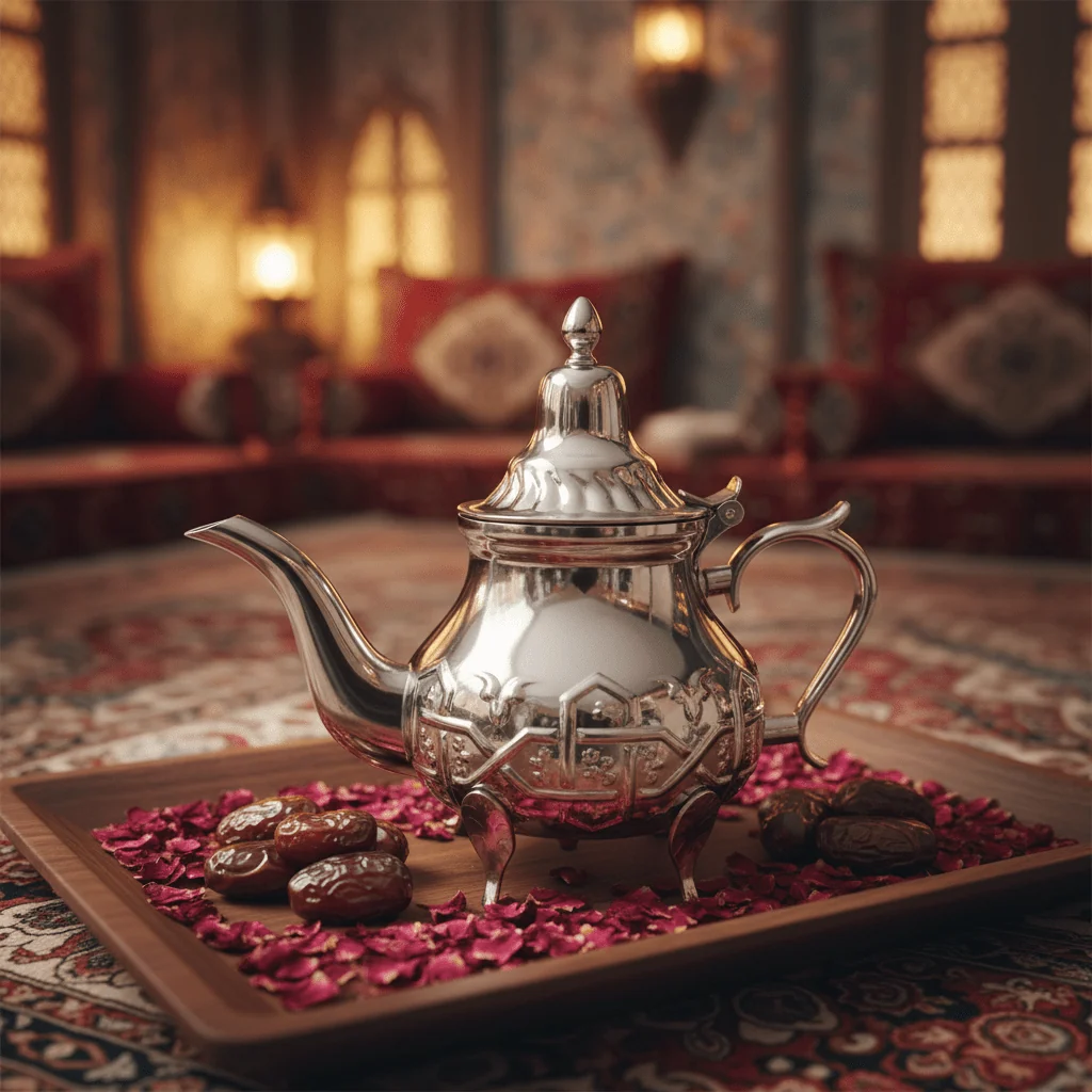 إبريق شاي عربي من Afco فضي من الستانلس ستيل مع أرجل زخرفية | تصميم منقوش مزخرف | 600ml | — image 2