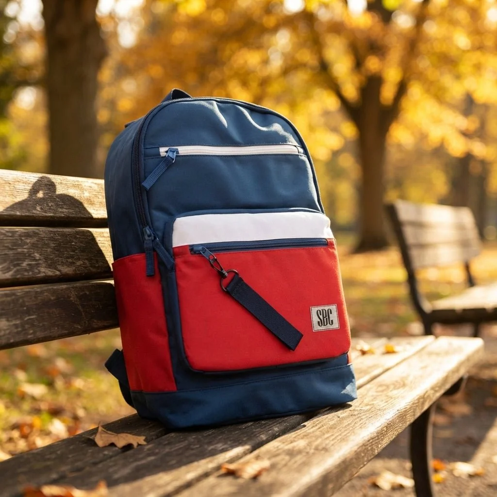 SBC Luxury 4-in-1 School Backpack Set 17" – Navy Blue & Red (Backpack + Lunch Bag + Water Bottle + Pencil Case) — image 8