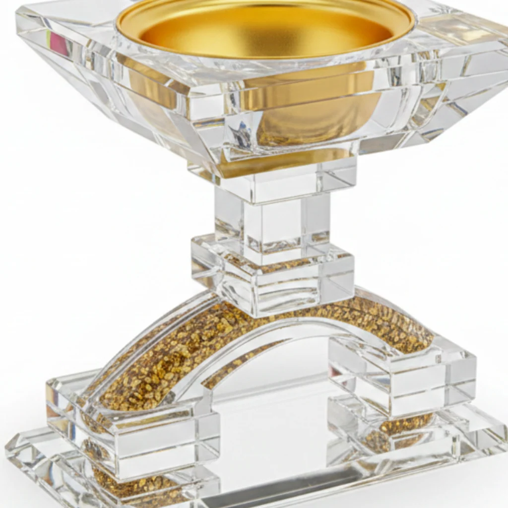 Clear Glass Incense Burner with Gold Detail - 13×13cm — image 2