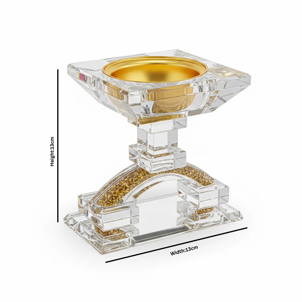 Clear Glass Incense Burner with Gold Detail - 13×13cm — image 5