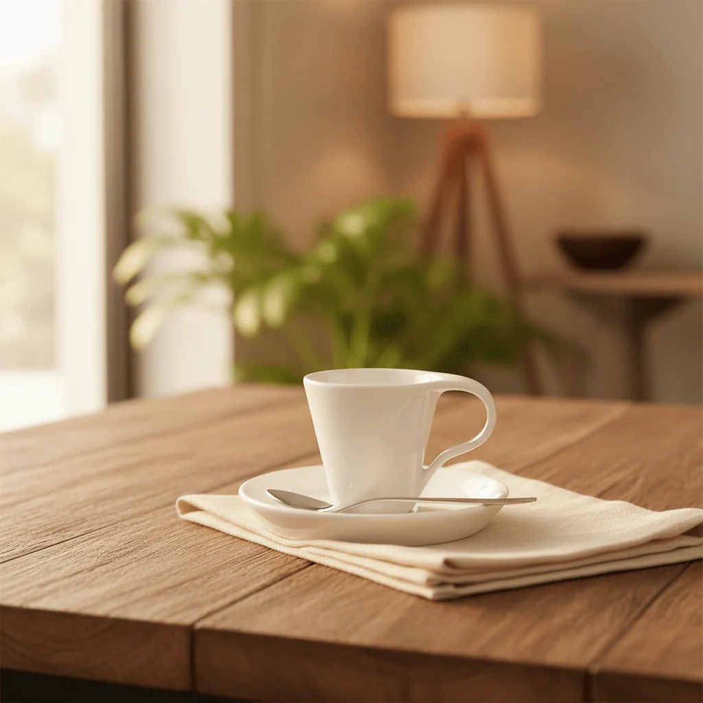 Symphony White Ceramic Espresso Cup & Saucer Set — 80ml — image 4