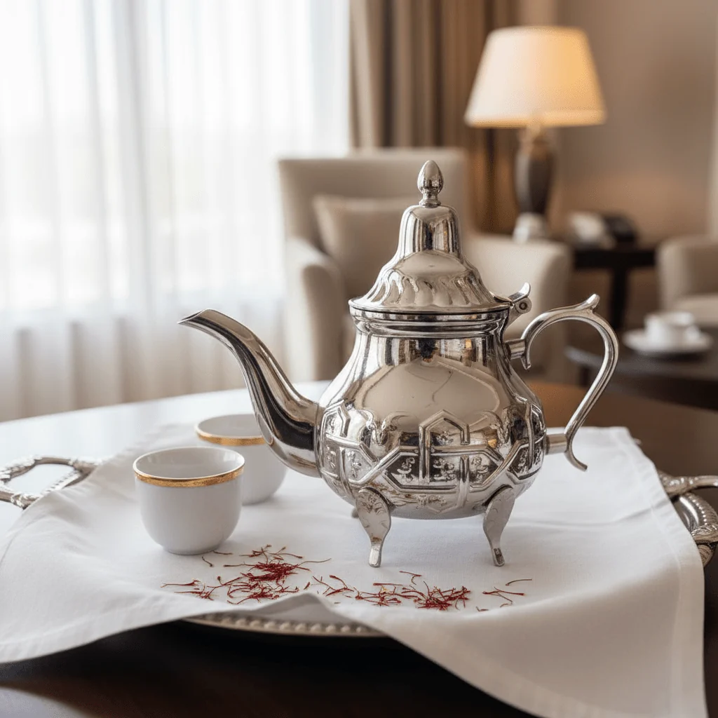 إبريق شاي عربي من Afco فضي من الستانلس ستيل مع أرجل زخرفية | تصميم منقوش مزخرف | 600ml | — image 4