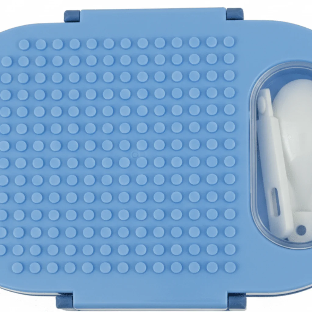 SBC Blue  2-Section Lunch Box with Spoon –  23×16cm — image 2