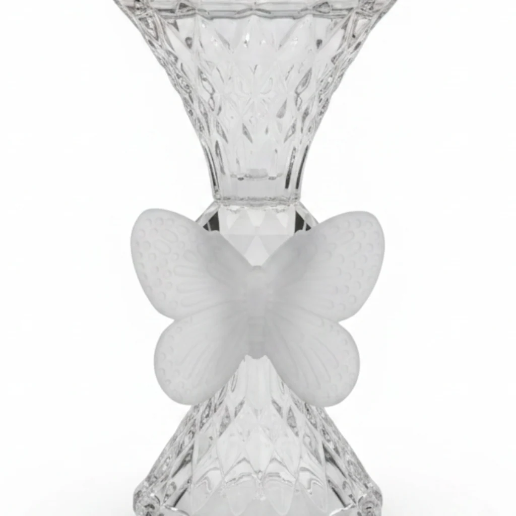 Clear Glass Incense Burner with White Butterfly Accent - 18 cm — image 2
