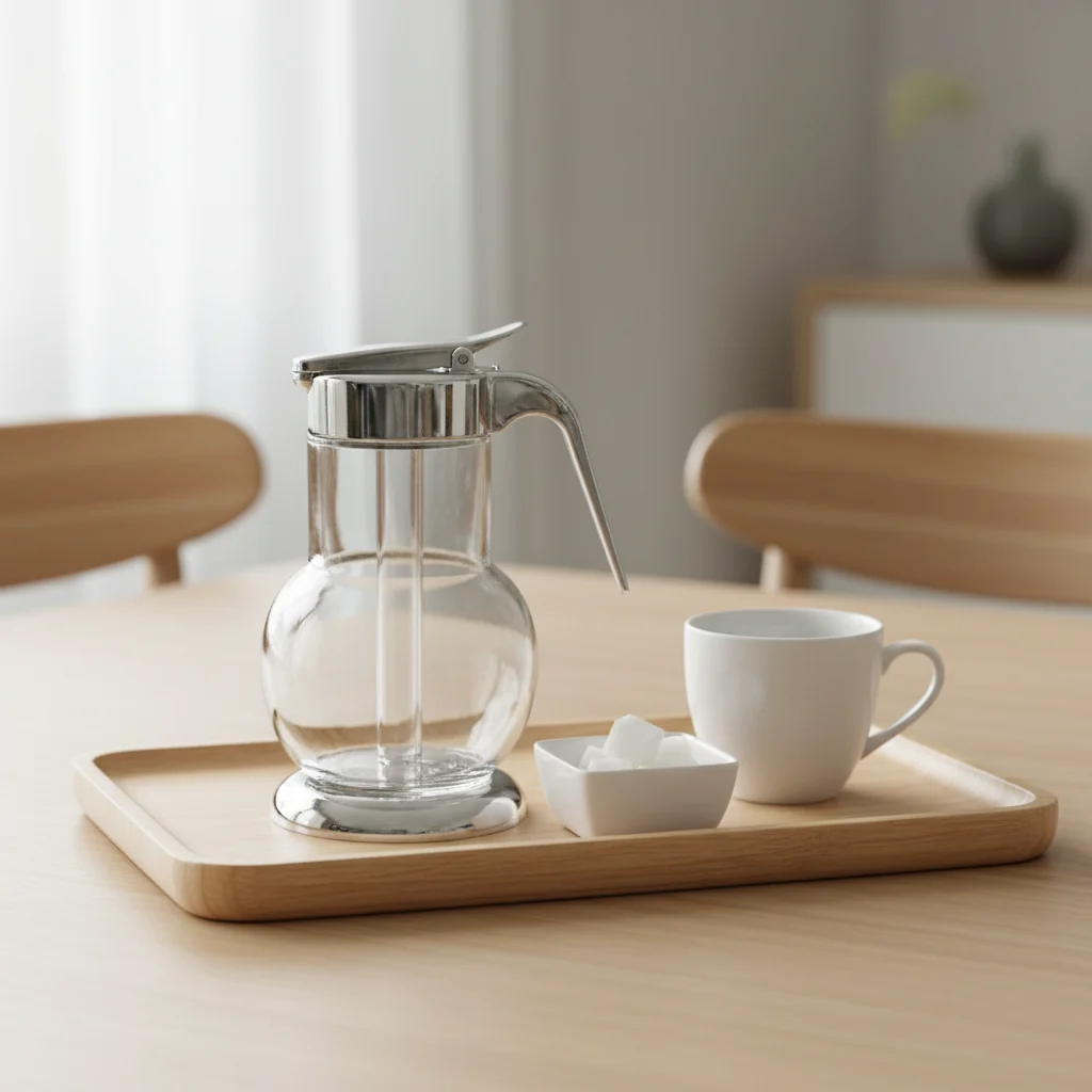 سكرية زجاج شفاف بمقبض وغطاء بلاستيك فضي - 15 cm — image 3