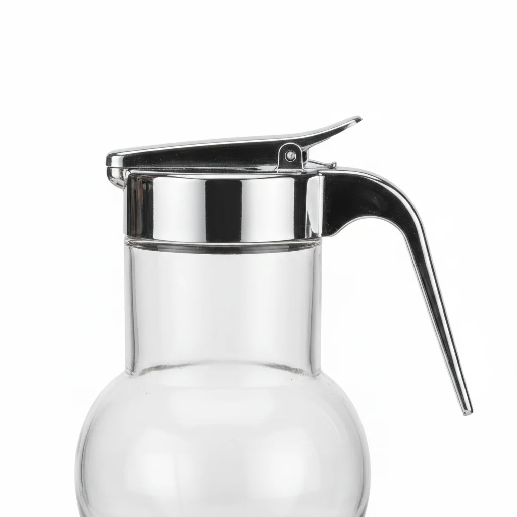 سكرية زجاج شفاف بمقبض وغطاء بلاستيك فضي - 15 cm — image 2