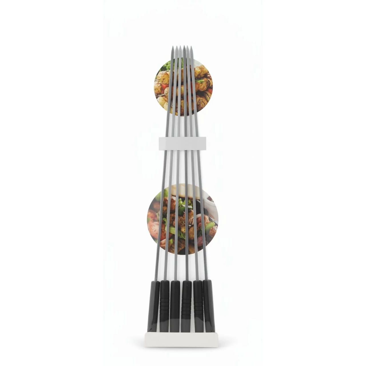 Classic BBQ Skewers Set 6 pcs 47.5 × 1.5 cm – Stainless Steel Grilling Sticks with Heat-Resistant Plastic Handles — image 2