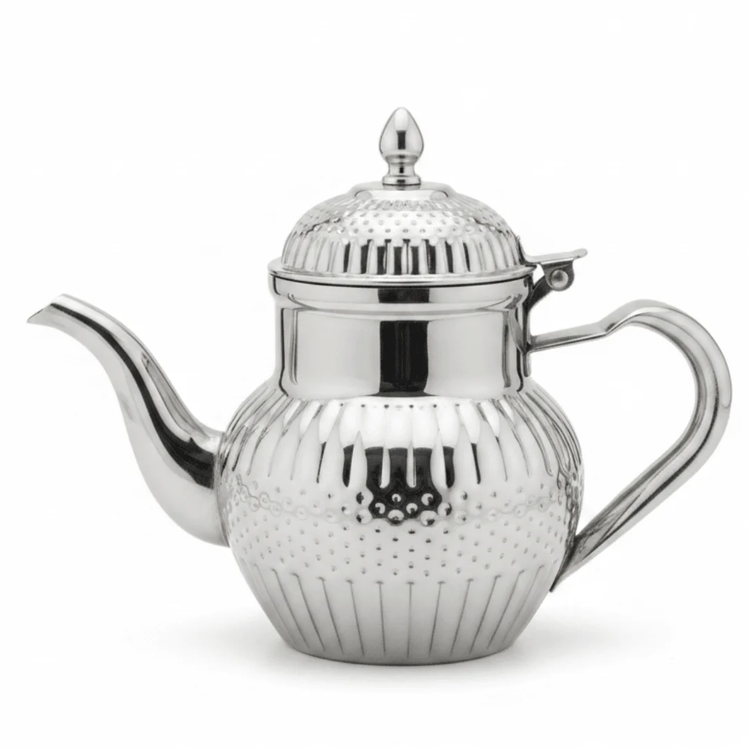 Royalford Silver Stainless Steel Arabic Tea Kettle 600ml / 1000ml – Mirror-Polished Ornate Design | Traditional Dallah Style | Ideal for Home, Majlis & Hospitality Gifting — image 4