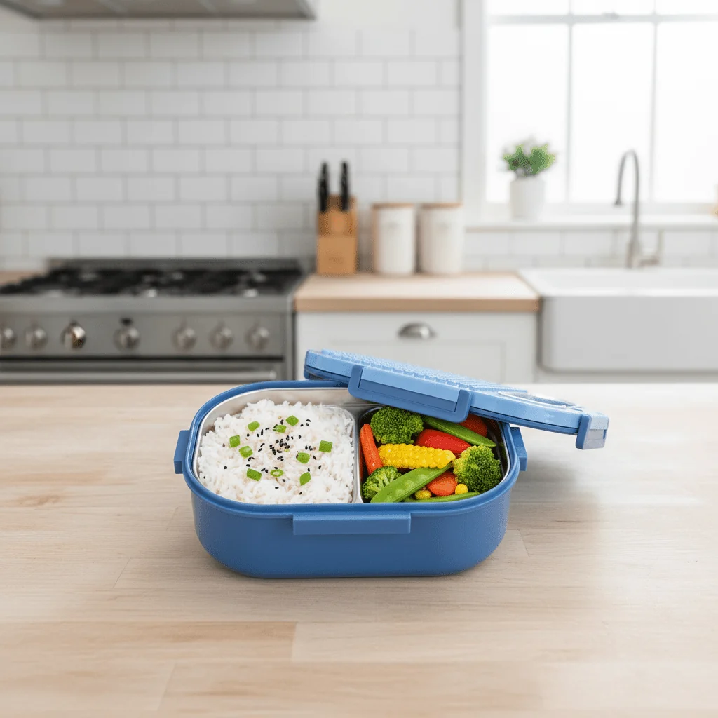 SBC Blue  2-Section Lunch Box with Spoon –  23×16cm — image 3