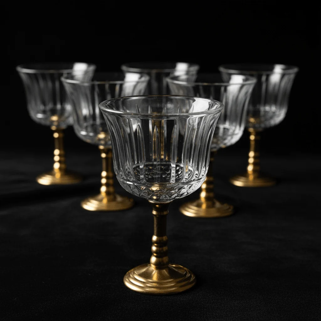 Ameco Crystal Cawa Cup Set | 6 Pcs | Gold Metal Footed Base | 80ml | — image 3