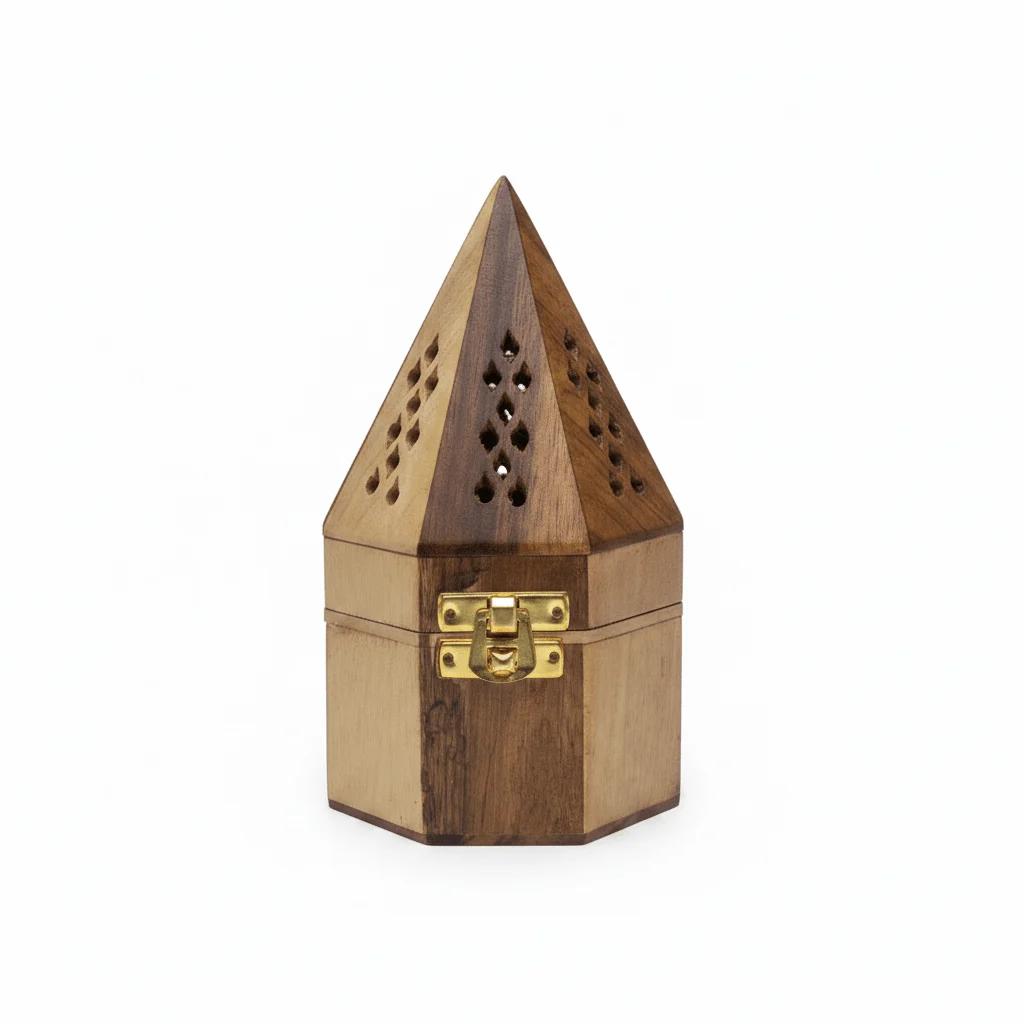 Wooden Pyramid Incense Burner Box - 18×10 cm — image 1