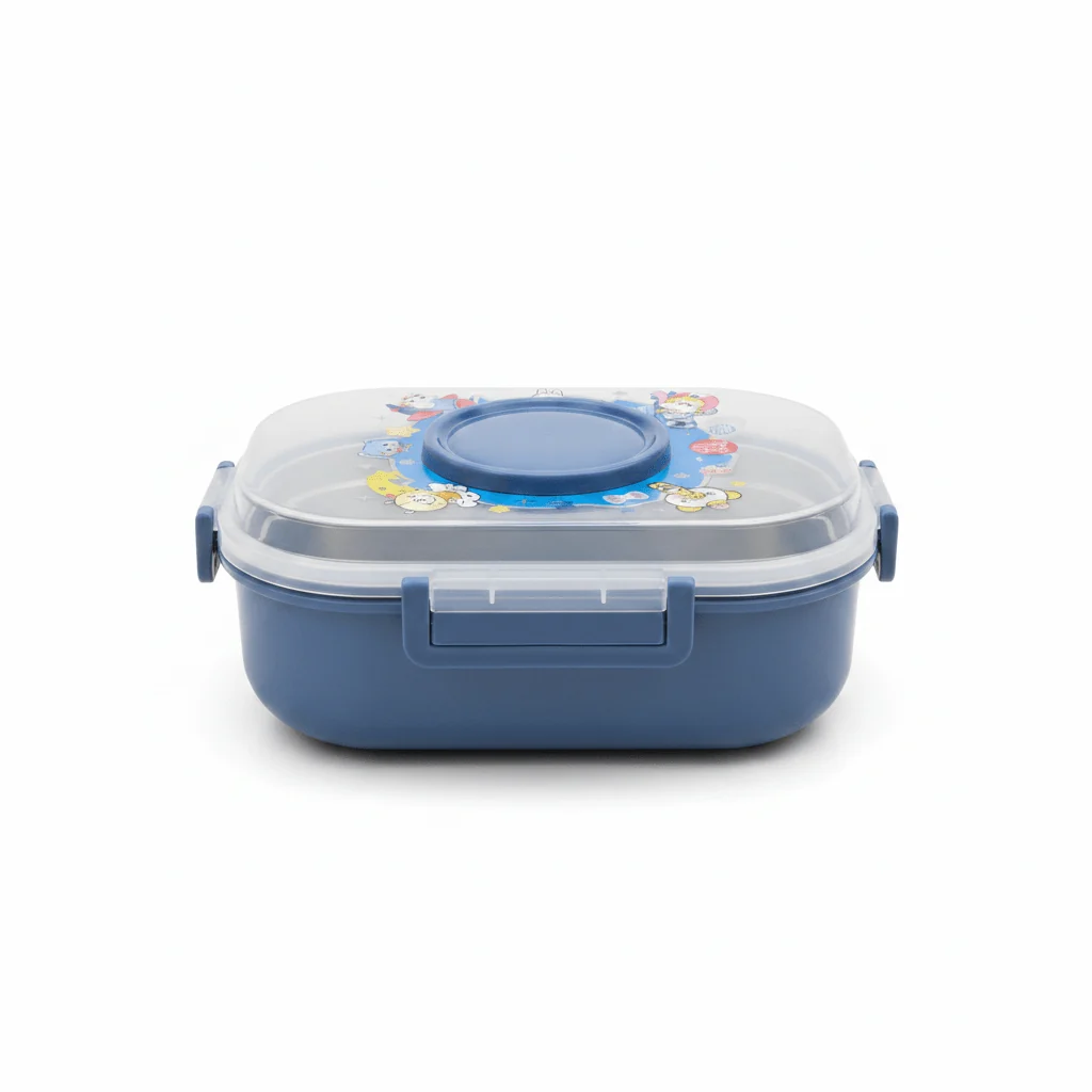 SBC Blue 2-Section Stainless Steel Kids Lunch Box with Spoon - 20×13 cm — image 1