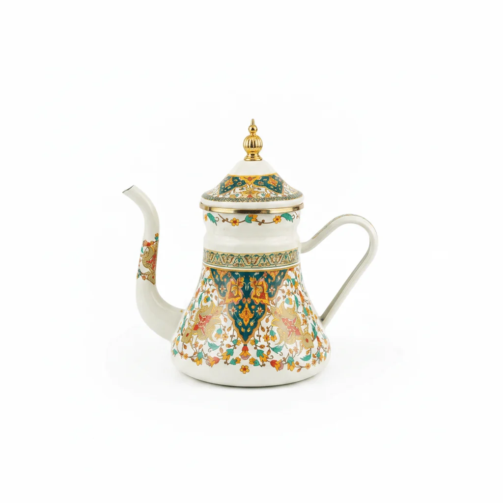 Cream Enamel Kettle with Ornate Floral Design – 1.2 Ltr — image 1
