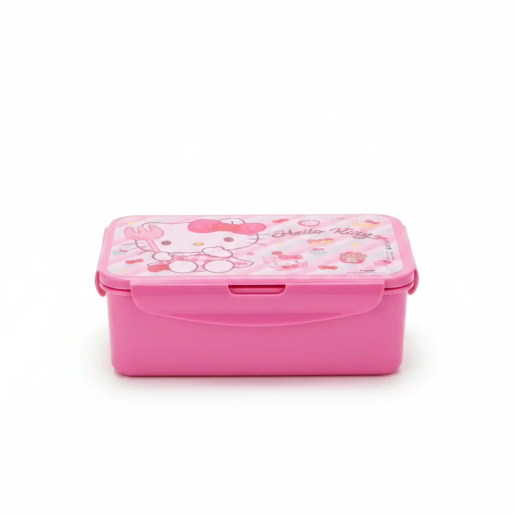 Hello Kitty Pink Plastic Lunch Box – 20×14cm — image 1