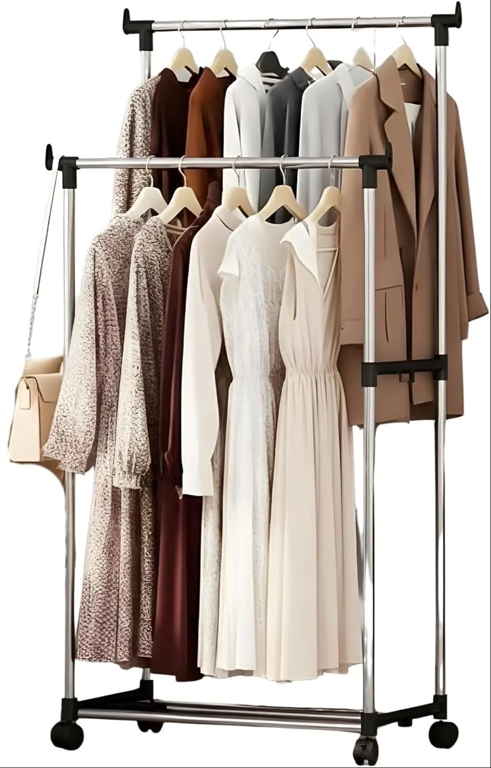 AKDC علاقة ملابس مزدوجة | ستانلس ستيل | 750L × 430W × 1000–1600H mm — image 1