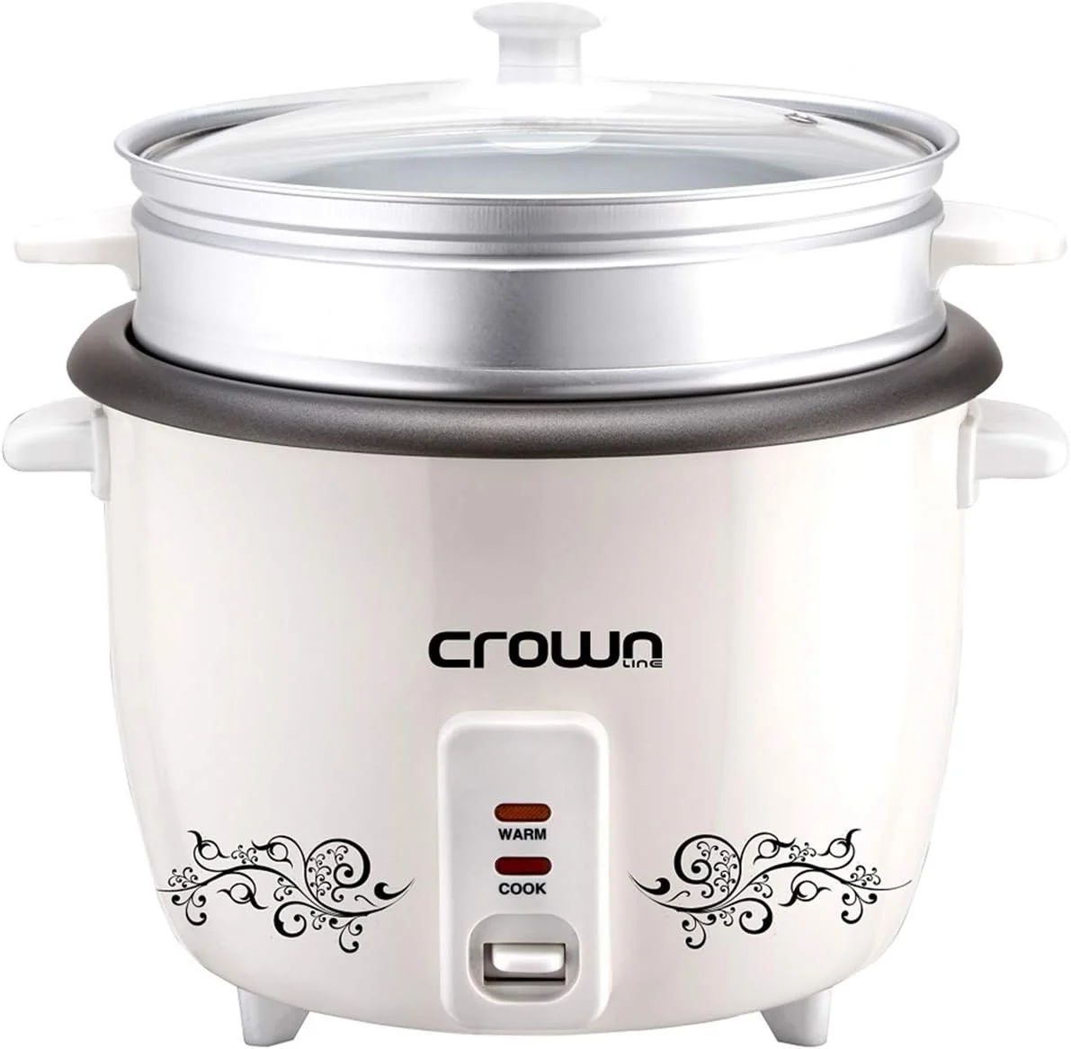 Crownline قدر طبخ الأرز مع جهاز تبخير RC-169 – 1L، أبيض — image 1