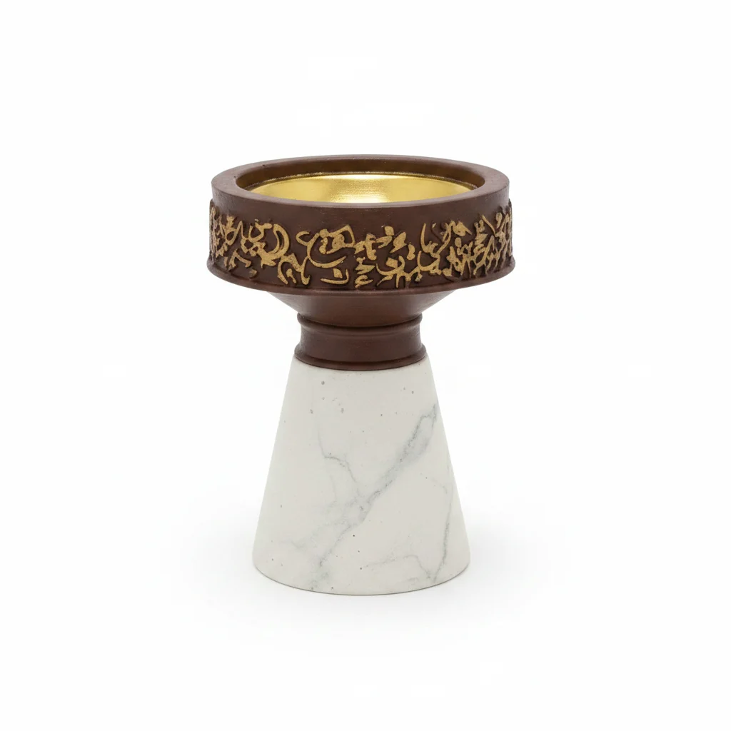 Cream & Brown Chalk Incense Burner - 9×6.5 cm — image 1