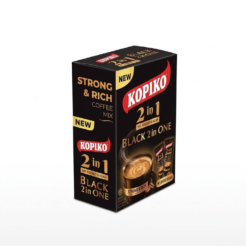 Kopiko Black 2 in 1 No Added Sugar Coffee Mix 10 Sachets — image 1