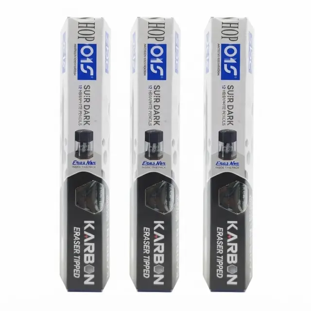 DOMS Karbon Super Dark HB/2 Graphite Pencils with Eraser Tip — Pack of 3 (36 Pencils)