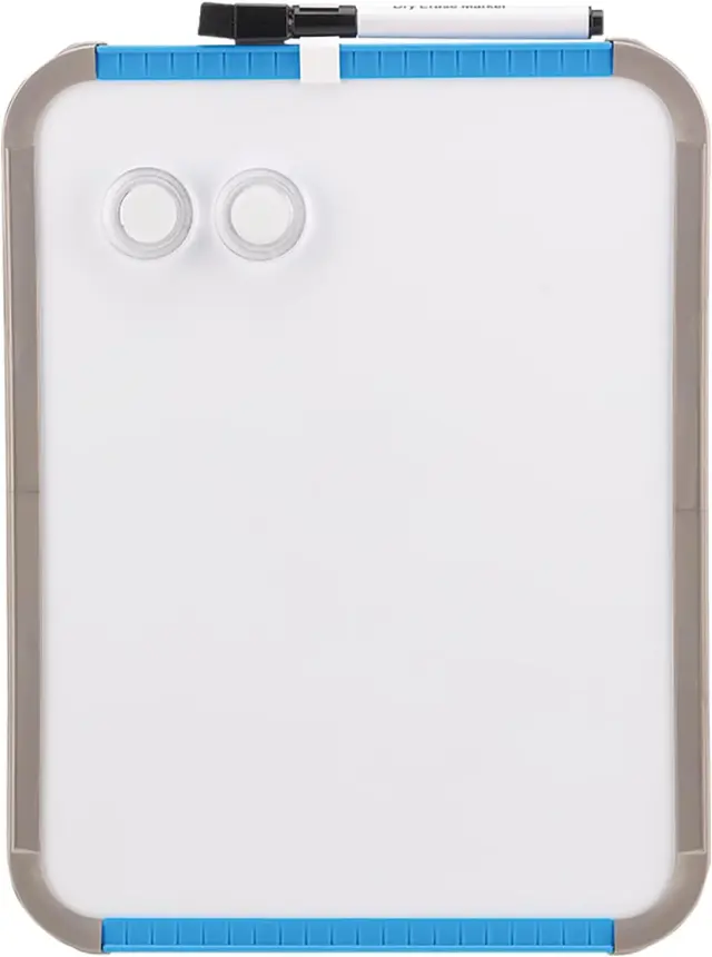 Deli Whiteboard 279 x 216 mm – Dry Erase Board with Marker & Magnets, Assorted