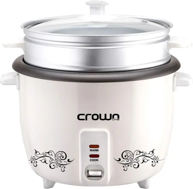 Crownline Rice Cooker with Steamer RC-169 – 1L, White