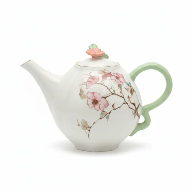 Angela White & Mint Green Ceramic Teapot - 800ml