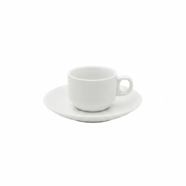 Porceletta White Ceramic Cup & Saucer Set — 80ml