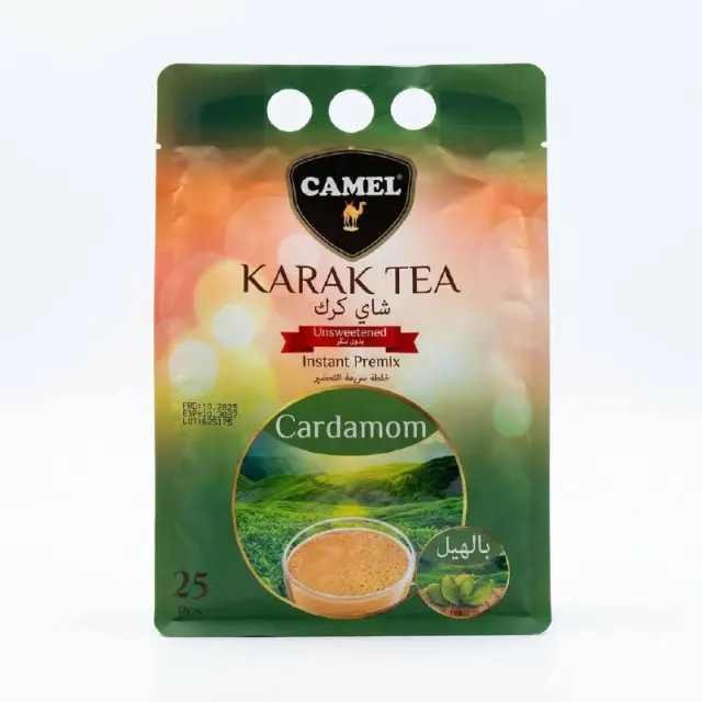 Camel Karak Tea Unsweetened Instant Premix Cardamom 25 Pcs