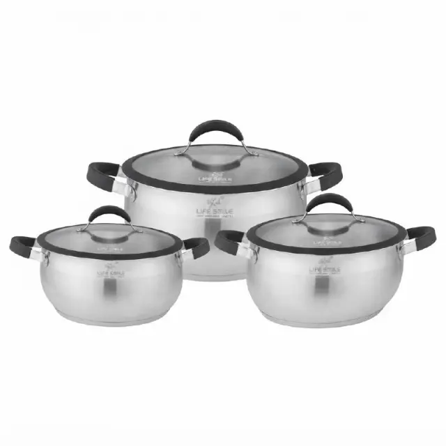Life Smile Silicon Series Soup Pot Set 24/28/32 cm