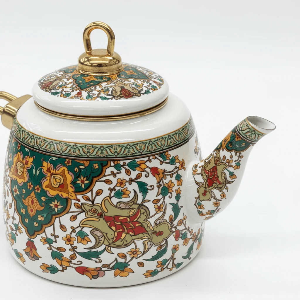 Cream Enamel Kettle Set with Floral Design — 2 Pcs - 2.2 Litre + 1 Litre — image 2