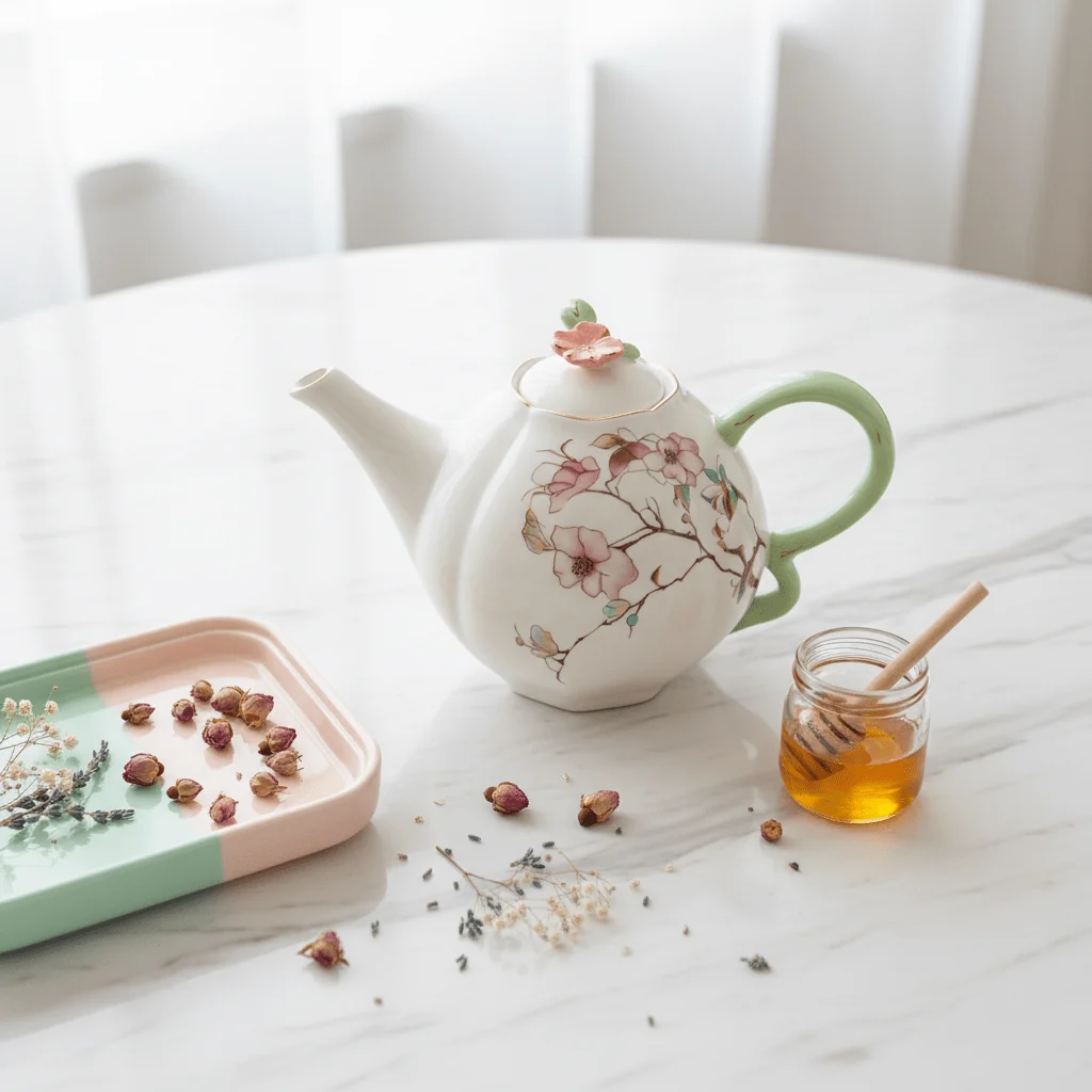 Angela White & Mint Green Ceramic Teapot - 800ml — image 4