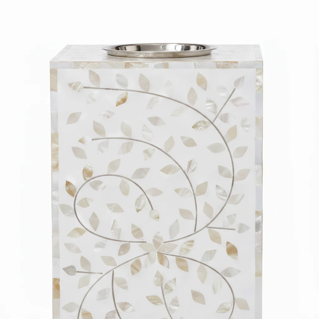 White Plastic-Coated & Silver Stainless Steel Incense Burner - 80×23cm — image 2