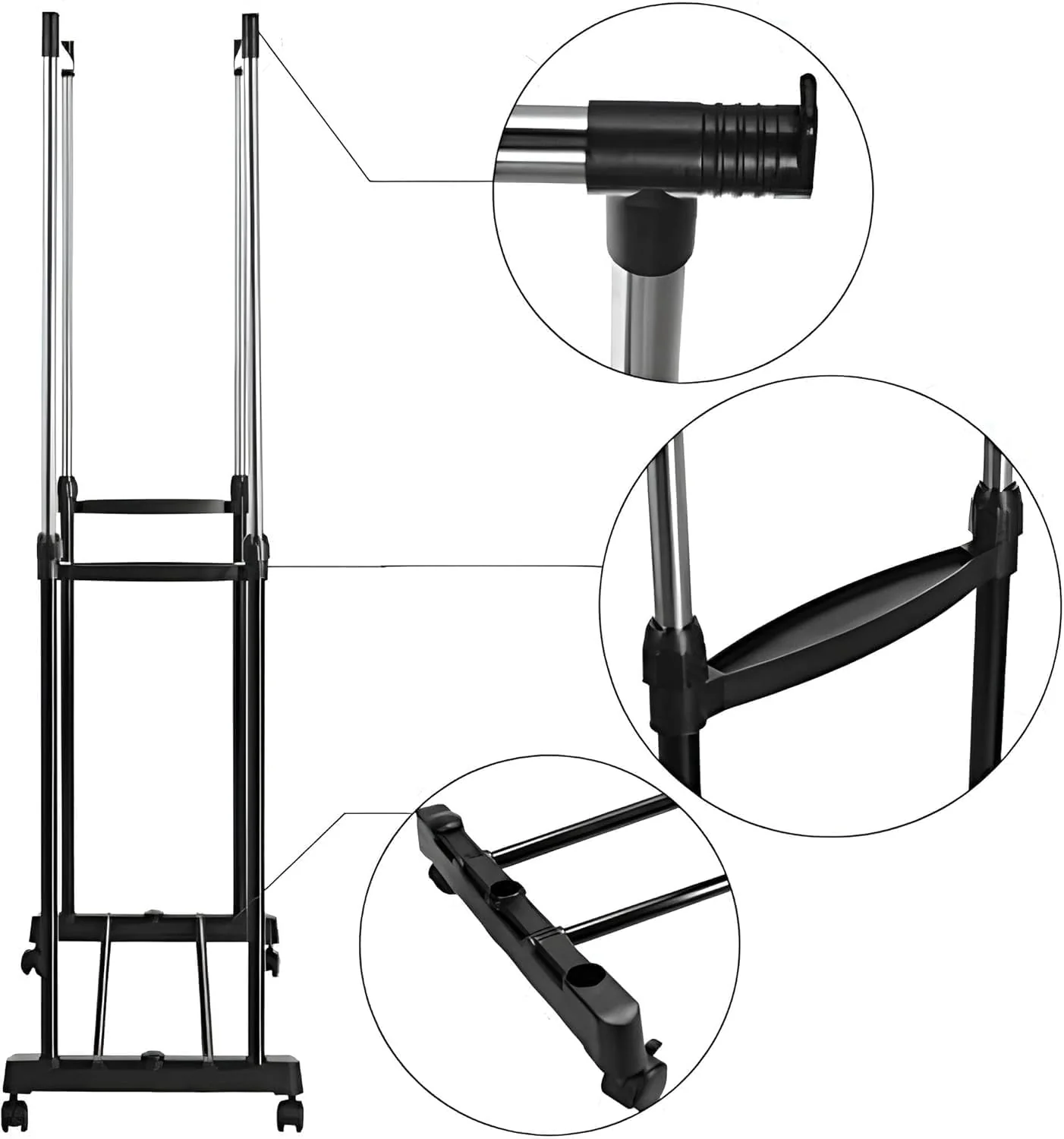 AKDC Double Pole Cloth Rack | Stainless Steel | 750L × 430W × 1000–1600H mm — image 6
