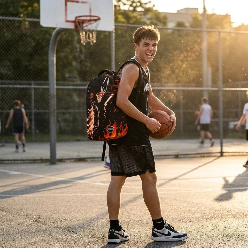 Wires Basketball School Backpack 18.5" Laptop Compartment & Organized Storage — image 4