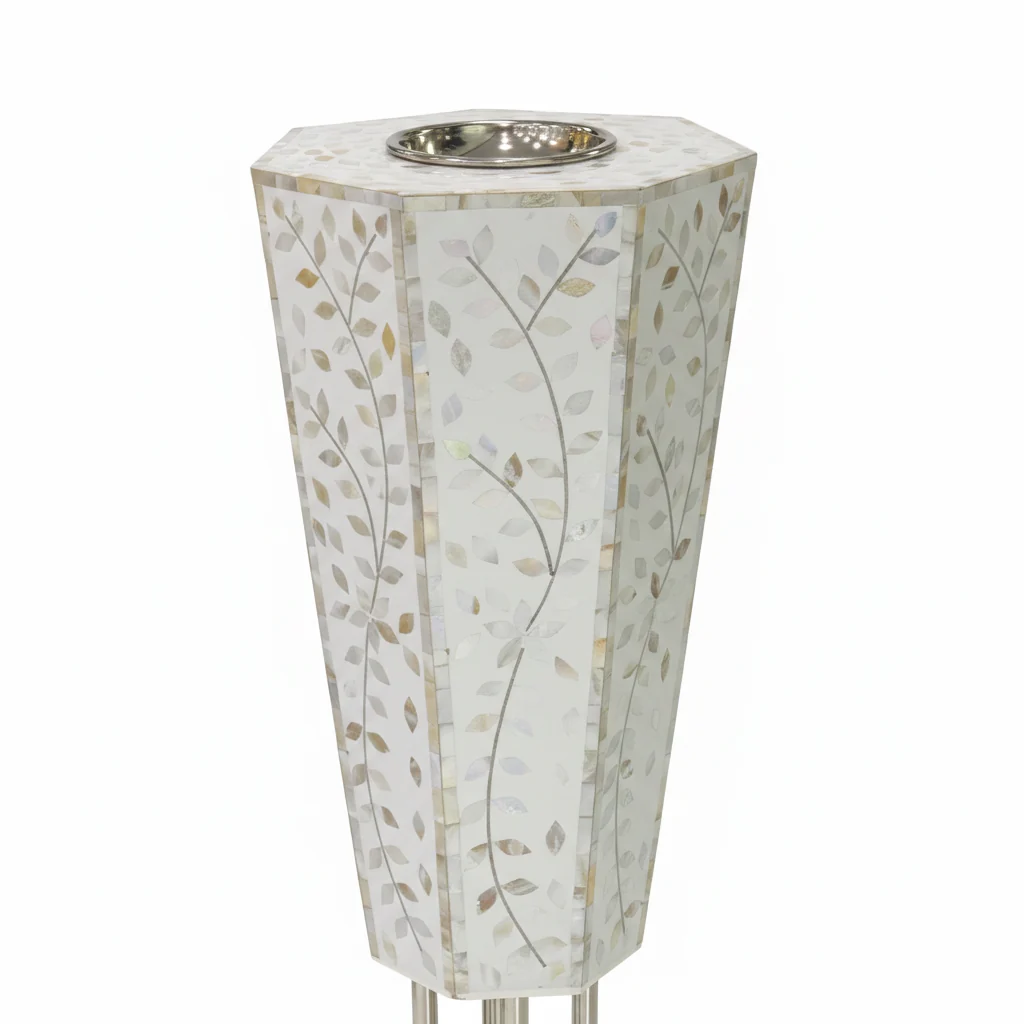 White Plastic-Coated and Silver Stainless-Steel Incense Burner - 90×28cm — image 2
