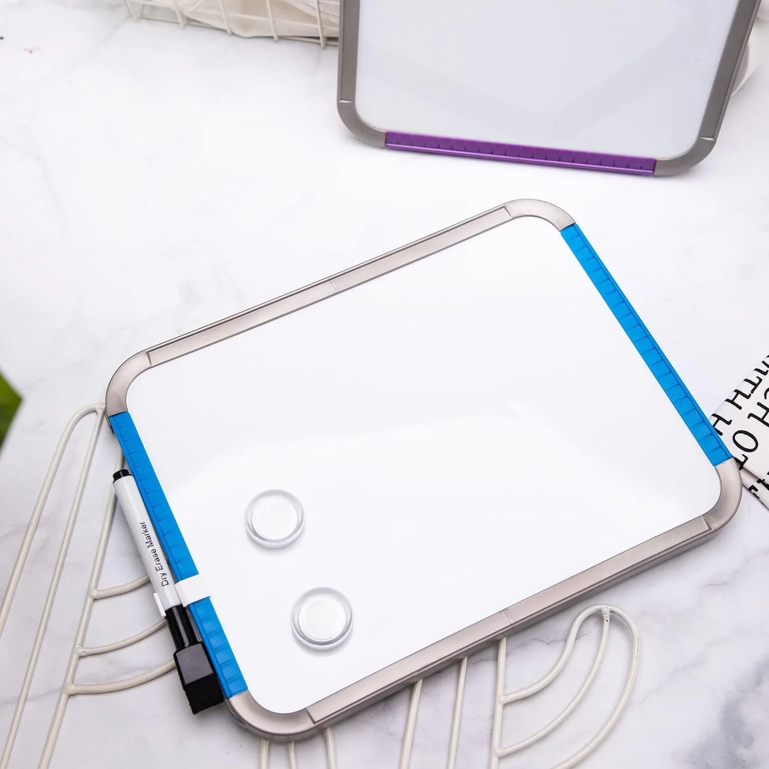 Deli Whiteboard 279 x 216 mm – Dry Erase Board with Marker & Magnets, Assorted — image 4